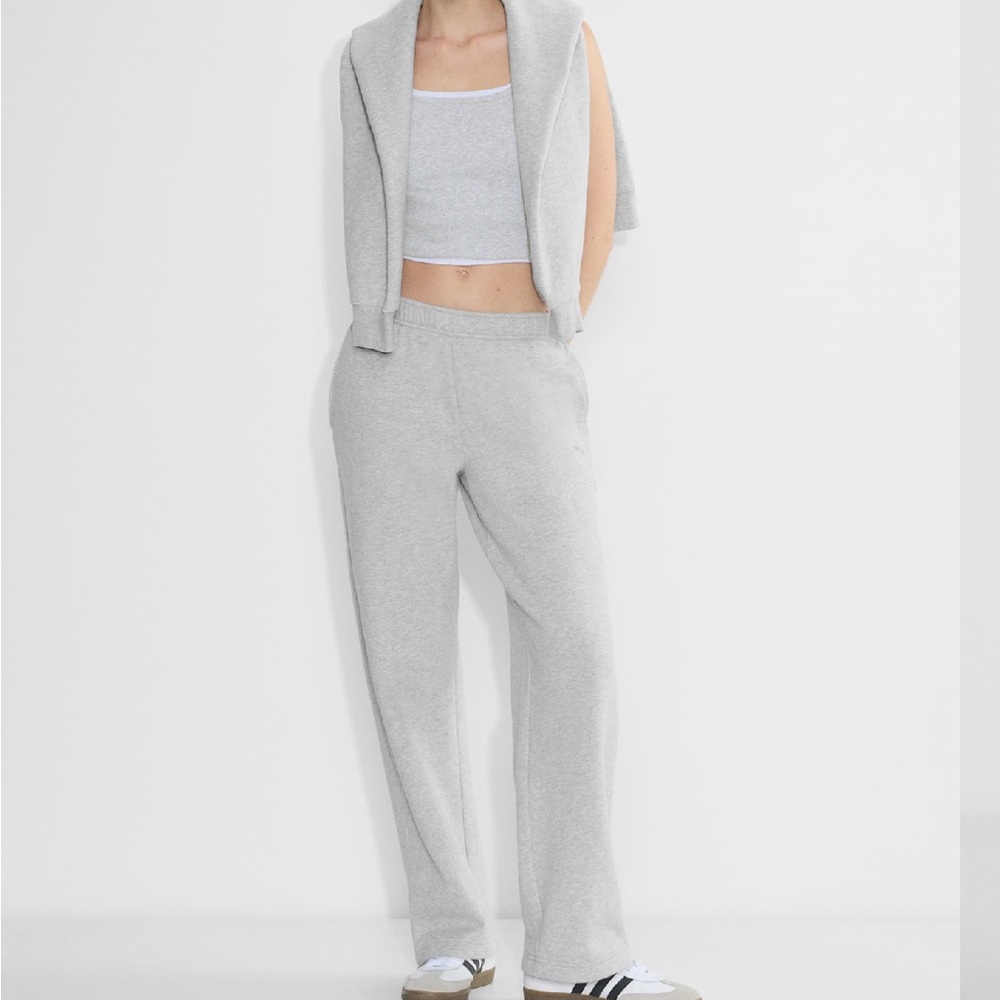 Aritzia Sweatfleece Mega Straight Sweatpants in Heather Chrome